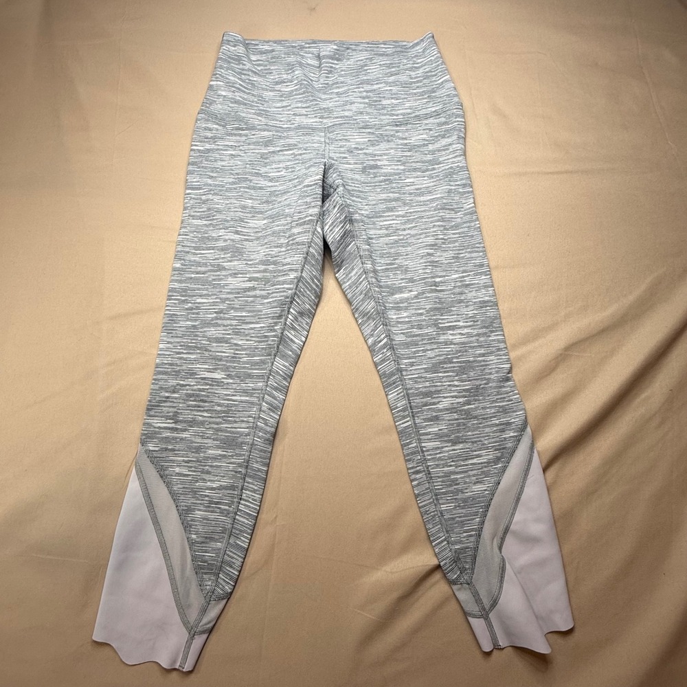 Lululemon Grey Space Dye Scalloped Mesh High Rise Leggings Size 4